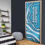 Adelaide Strikers Door Cover Aboriginal Dot Art Cyan Blue - Tribal Wave Pattern