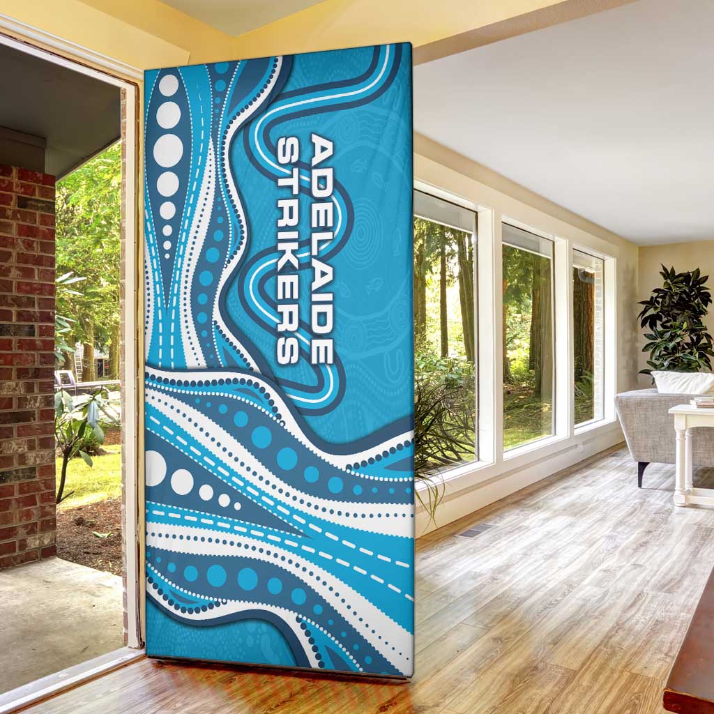 Adelaide Strikers Door Cover Aboriginal Dot Art Cyan Blue - Tribal Wave Pattern