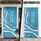 Adelaide Strikers Door Cover Aboriginal Dot Art Cyan Blue - Tribal Wave Pattern