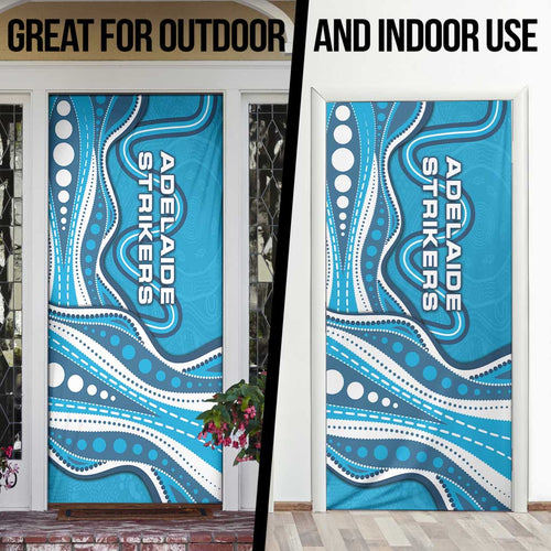 Adelaide Strikers Door Cover Aboriginal Dot Art Cyan Blue - Tribal Wave Pattern