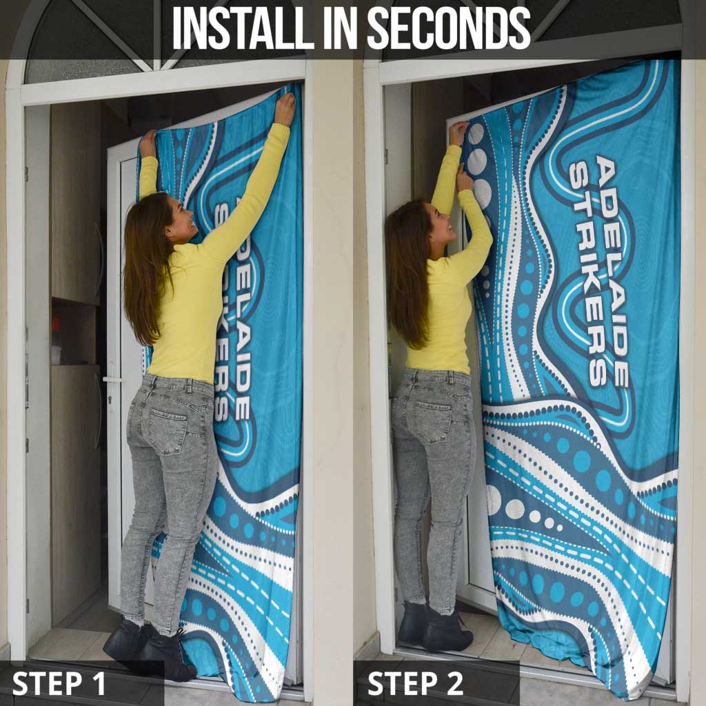Adelaide Strikers Door Cover Aboriginal Dot Art Cyan Blue - Tribal Wave Pattern