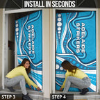 Adelaide Strikers Door Cover Aboriginal Dot Art Cyan Blue - Tribal Wave Pattern