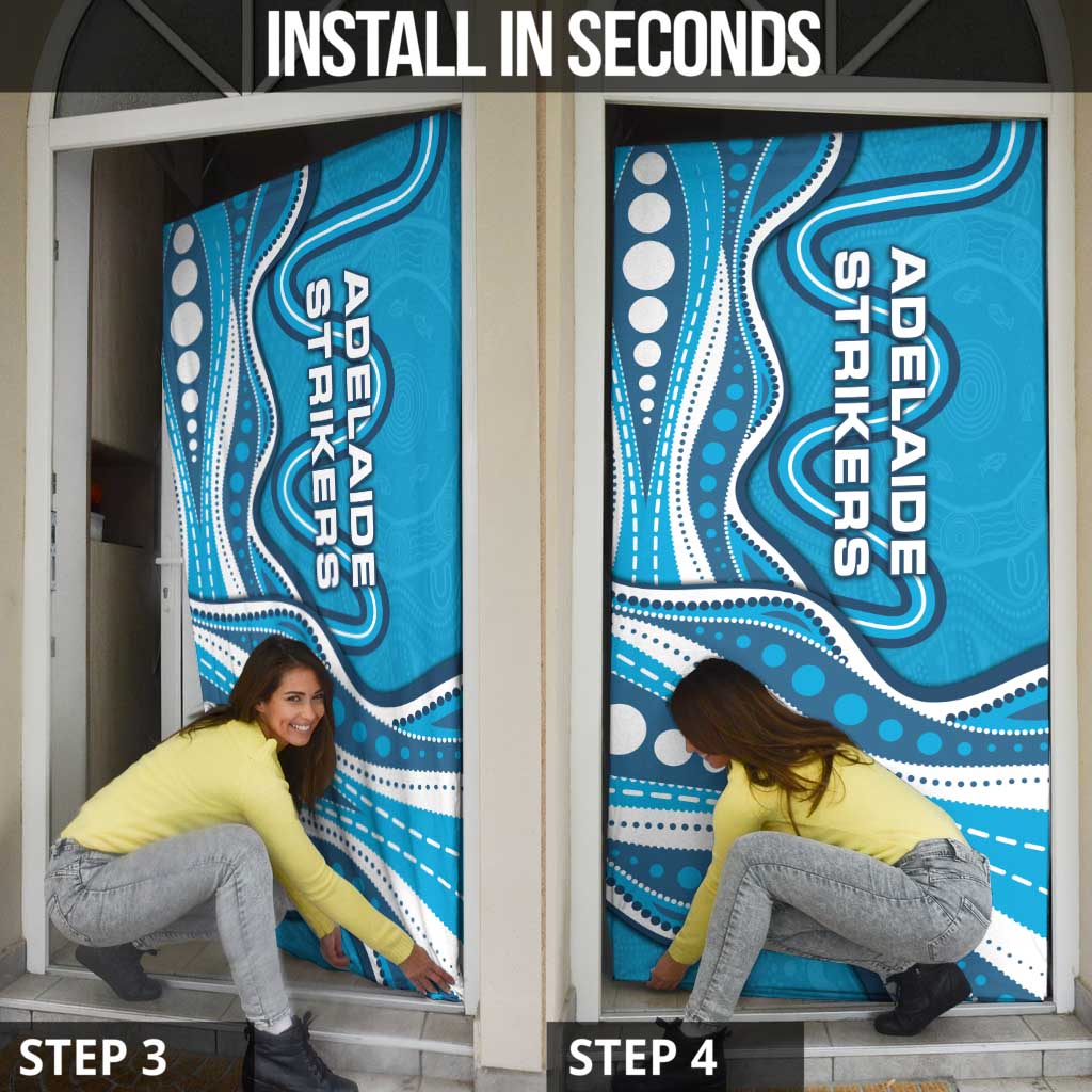 Adelaide Strikers Door Cover Aboriginal Dot Art Cyan Blue - Tribal Wave Pattern