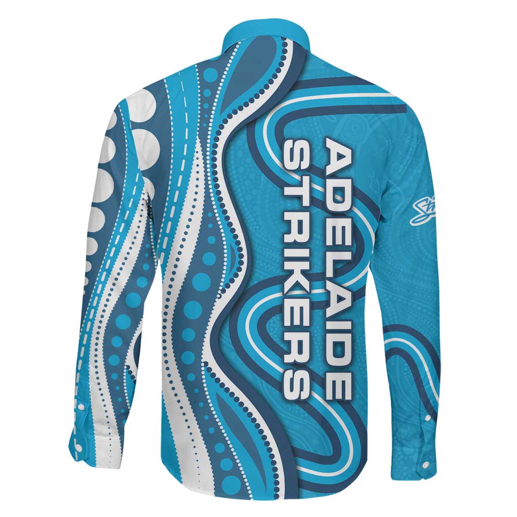 Adelaide Strikers Family Matching Off The Shoulder Long Sleeve Dress and Hawaiian Shirt Aboriginal Dot Art Cyan Blue - Tribal Wave Pattern