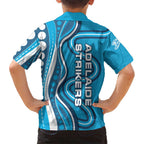 Adelaide Strikers Family Matching Summer Maxi Dress and Hawaiian Shirt Aboriginal Dot Art Cyan Blue - Tribal Wave Pattern