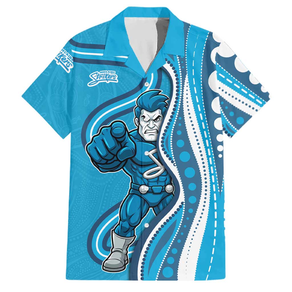 Adelaide Strikers Family Matching Summer Maxi Dress and Hawaiian Shirt Aboriginal Dot Art Cyan Blue - Tribal Wave Pattern