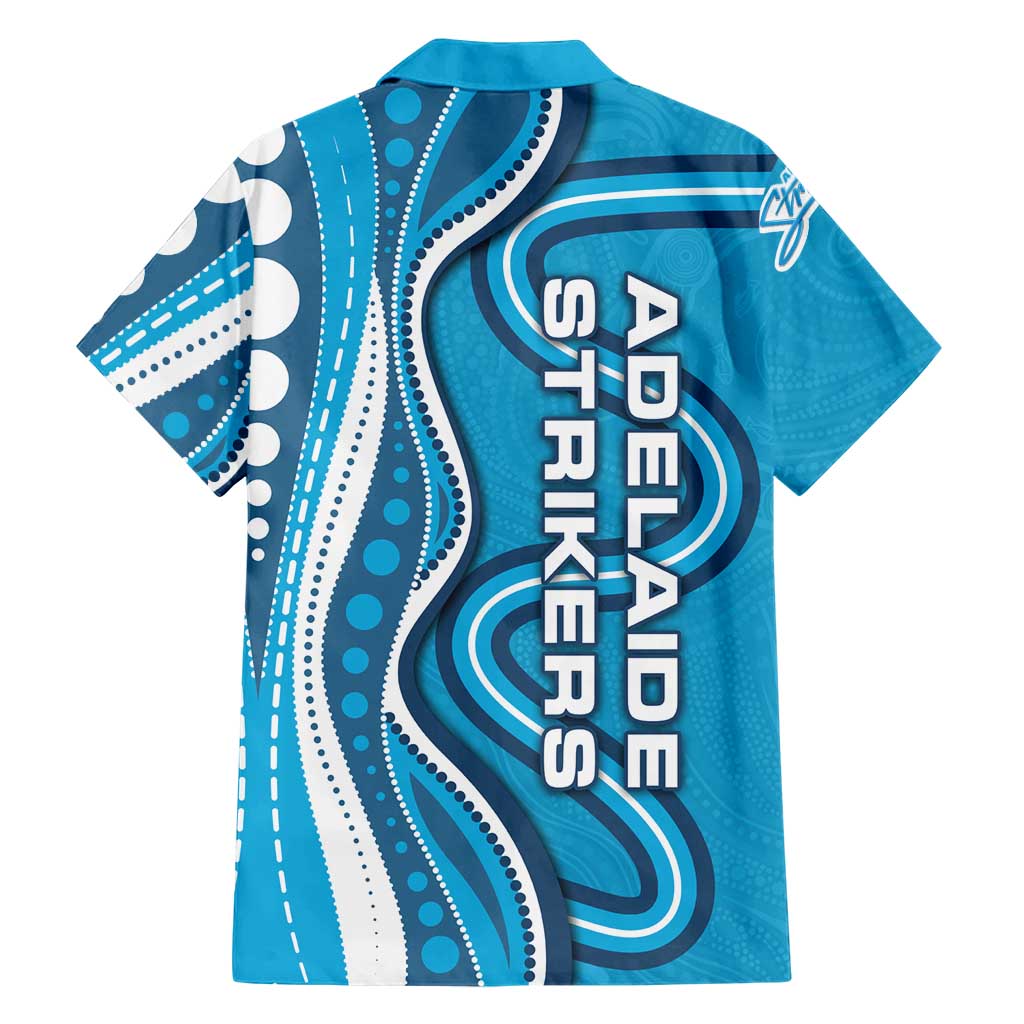 Adelaide Strikers Family Matching Summer Maxi Dress and Hawaiian Shirt Aboriginal Dot Art Cyan Blue - Tribal Wave Pattern