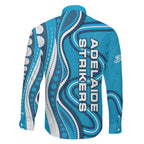 Adelaide Strikers Family Matching Summer Maxi Dress and Hawaiian Shirt Aboriginal Dot Art Cyan Blue - Tribal Wave Pattern