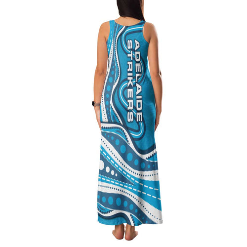 Adelaide Strikers Family Matching Tank Maxi Dress and Hawaiian Shirt Aboriginal Dot Art Cyan Blue - Tribal Wave Pattern