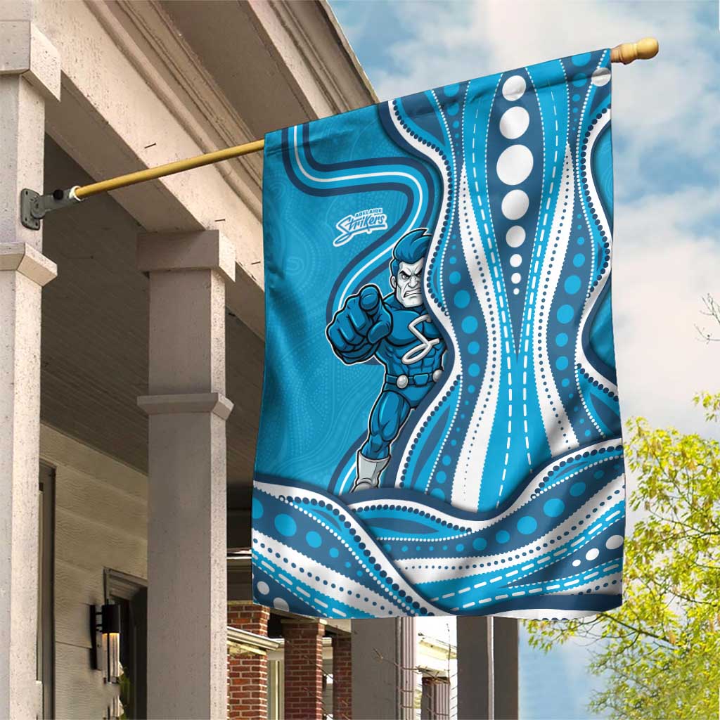 Adelaide Strikers Garden Flag Aboriginal Dot Art Cyan Blue - Tribal Wave Pattern