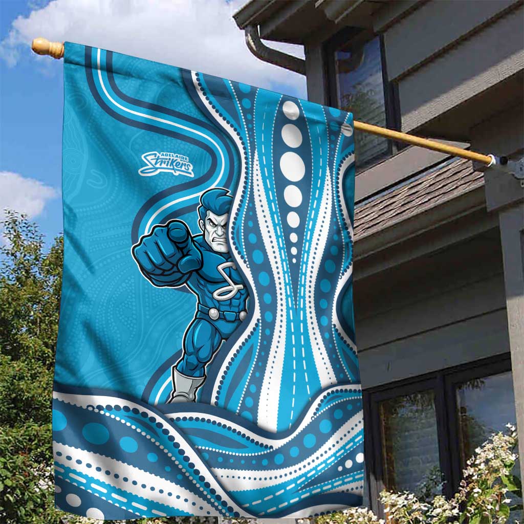 Adelaide Strikers Garden Flag Aboriginal Dot Art Cyan Blue - Tribal Wave Pattern