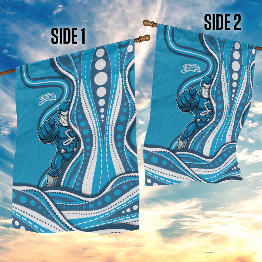 Adelaide Strikers Garden Flag Aboriginal Dot Art Cyan Blue - Tribal Wave Pattern