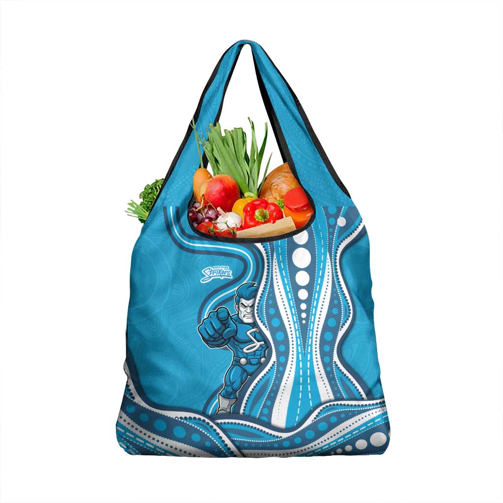 Adelaide Strikers Grocery Bag Aboriginal Dot Art Cyan Blue - Tribal Wave Pattern