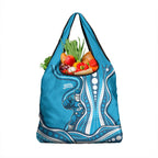 Adelaide Strikers Grocery Bag Aboriginal Dot Art Cyan Blue - Tribal Wave Pattern