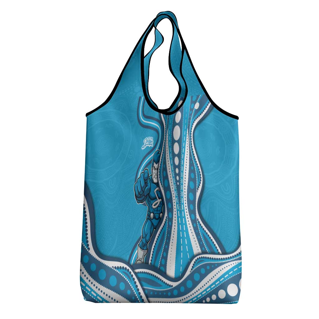Adelaide Strikers Grocery Bag Aboriginal Dot Art Cyan Blue - Tribal Wave Pattern