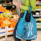 Adelaide Strikers Grocery Bag Aboriginal Dot Art Cyan Blue - Tribal Wave Pattern