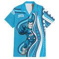 Adelaide Strikers Hawaiian Shirt Aboriginal Dot Art Cyan Blue - Tribal Wave Pattern