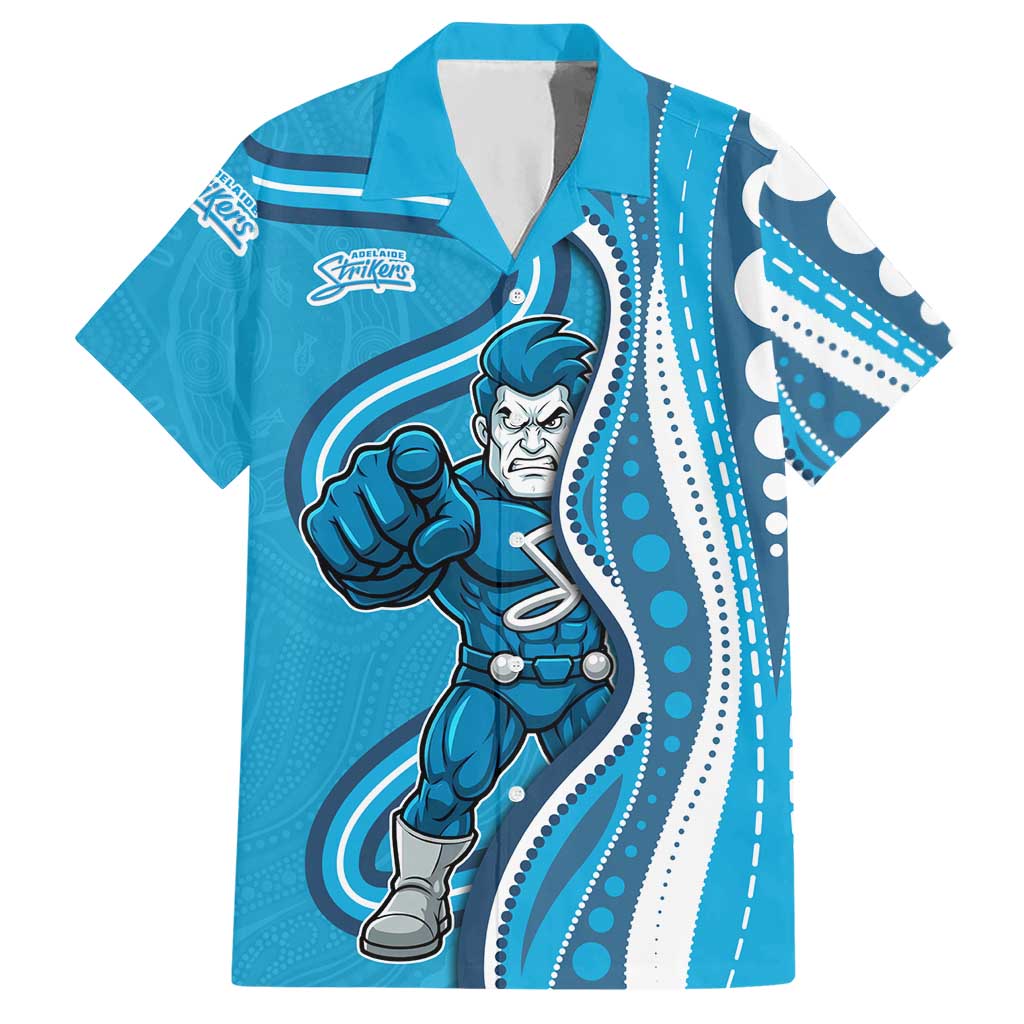 Adelaide Strikers Hawaiian Shirt Aboriginal Dot Art Cyan Blue - Tribal Wave Pattern