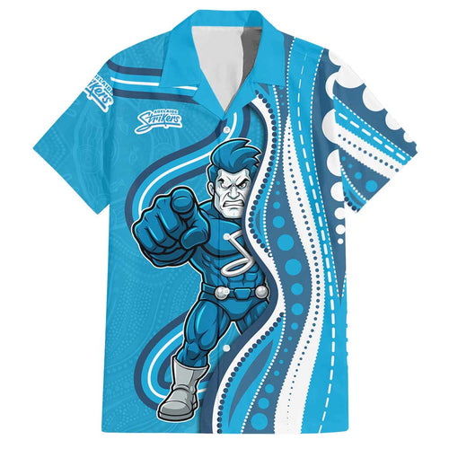 Adelaide Strikers Hawaiian Shirt Aboriginal Dot Art Cyan Blue - Tribal Wave Pattern