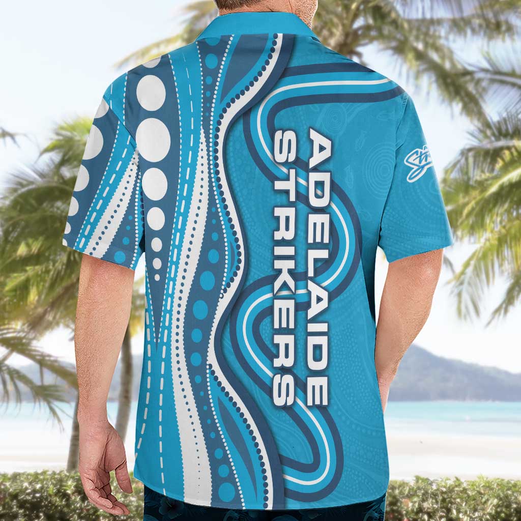 Adelaide Strikers Hawaiian Shirt Aboriginal Dot Art Cyan Blue - Tribal Wave Pattern