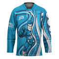 Adelaide Strikers Hockey Jersey Aboriginal Dot Art Cyan Blue - Tribal Wave Pattern