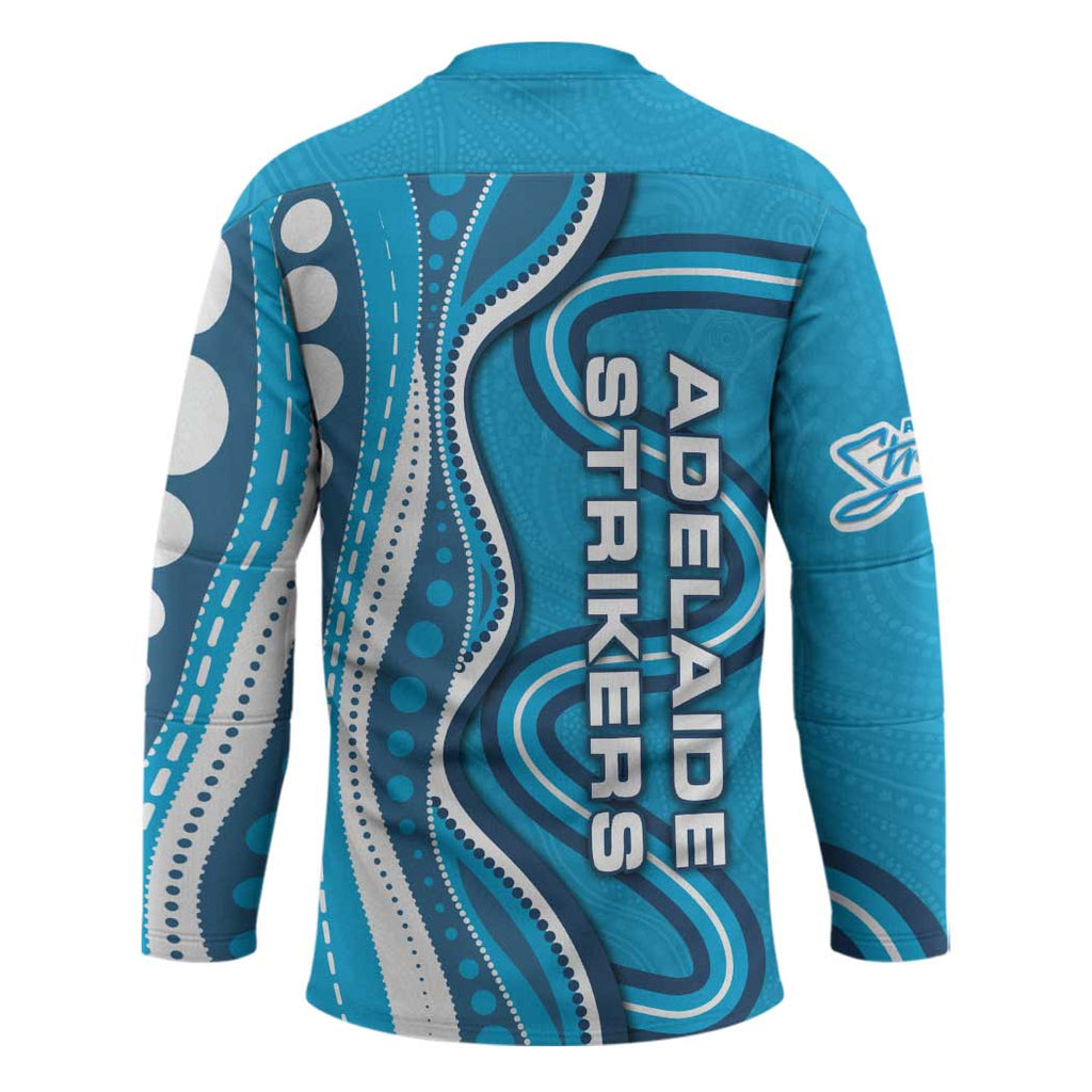 Adelaide Strikers Hockey Jersey Aboriginal Dot Art Cyan Blue - Tribal Wave Pattern