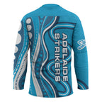 Adelaide Strikers Hockey Jersey Aboriginal Dot Art Cyan Blue - Tribal Wave Pattern