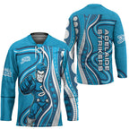 Adelaide Strikers Hockey Jersey Aboriginal Dot Art Cyan Blue - Tribal Wave Pattern