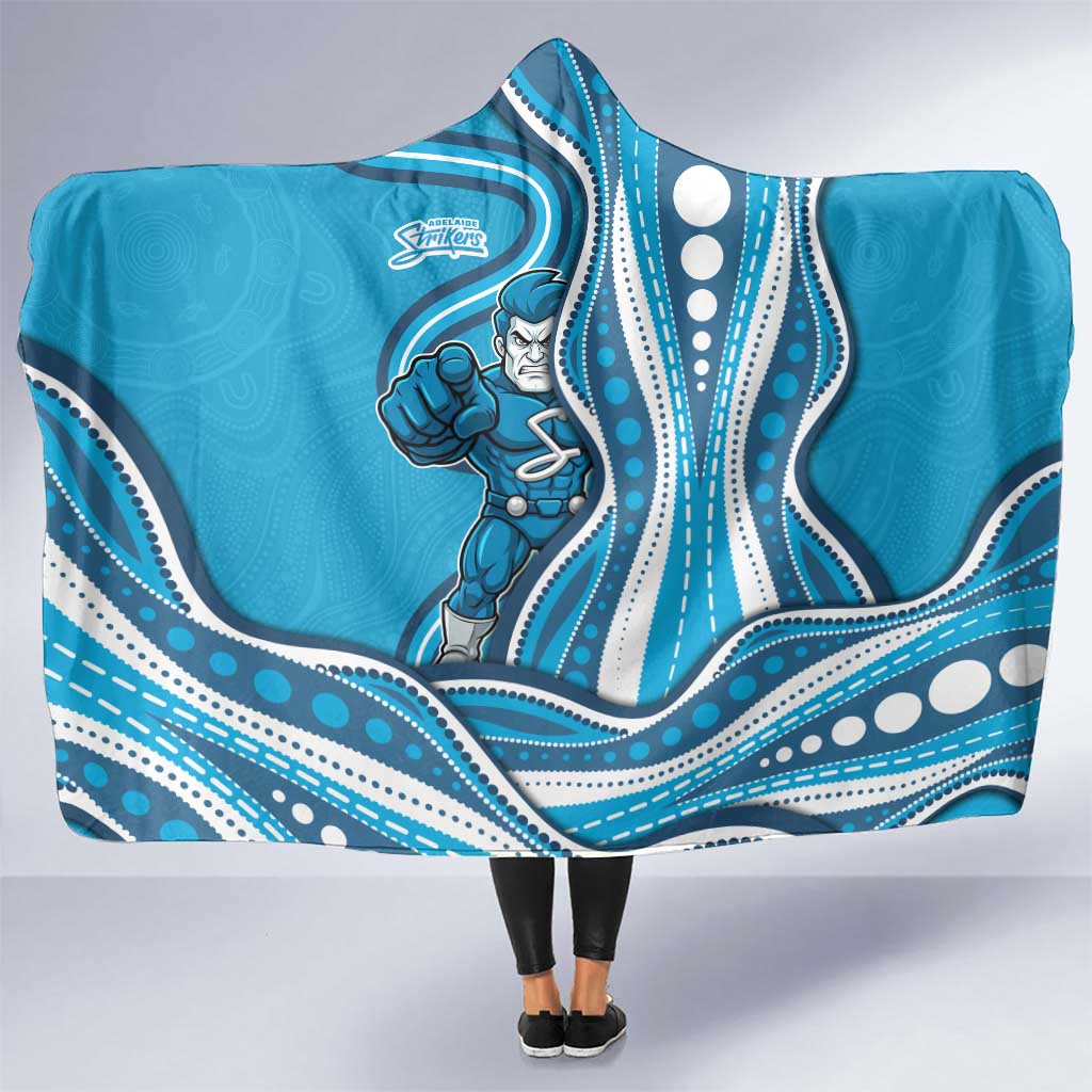 Adelaide Strikers Hooded Blanket Aboriginal Dot Art Cyan Blue - Tribal Wave Pattern