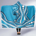 Adelaide Strikers Hooded Blanket Aboriginal Dot Art Cyan Blue - Tribal Wave Pattern