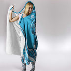 Adelaide Strikers Hooded Blanket Aboriginal Dot Art Cyan Blue - Tribal Wave Pattern