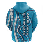 Adelaide Strikers Hoodie Aboriginal Dot Art Cyan Blue - Tribal Wave Pattern