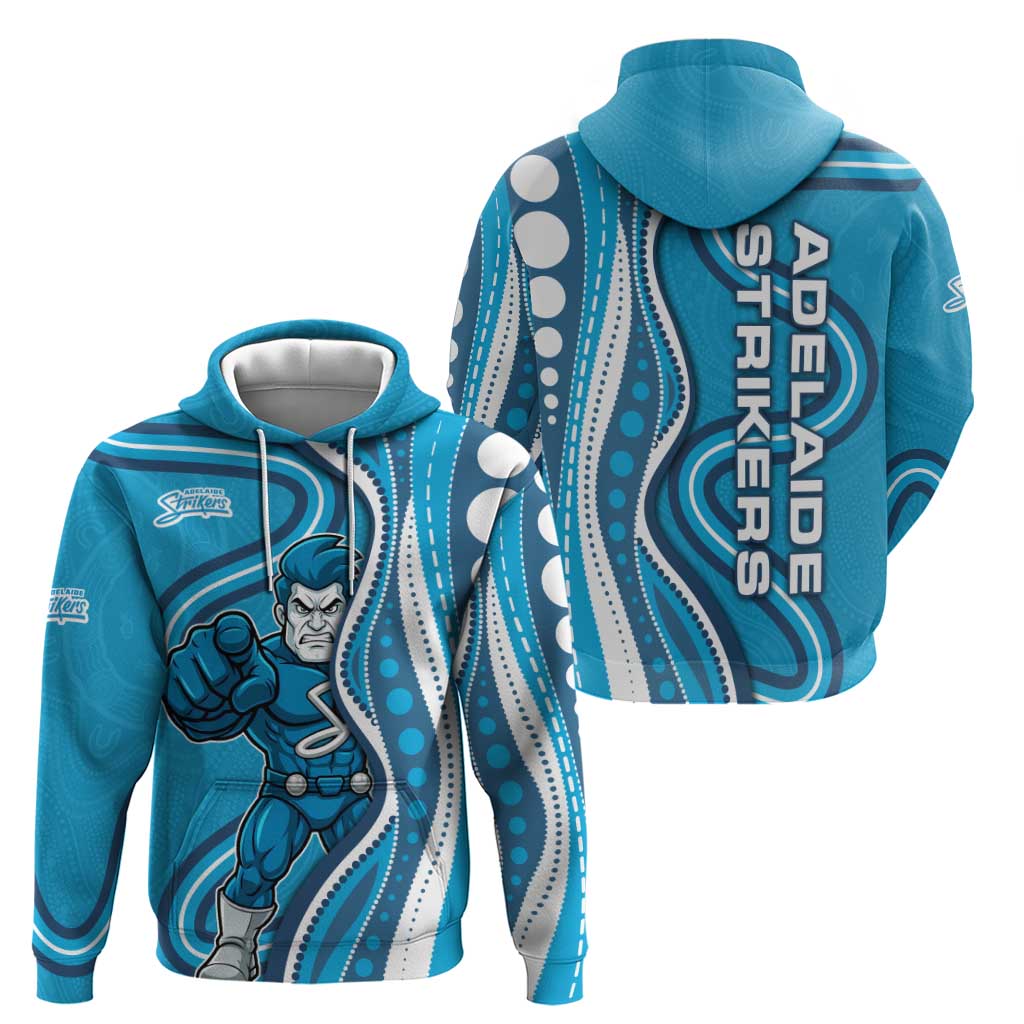 Adelaide Strikers Hoodie Aboriginal Dot Art Cyan Blue - Tribal Wave Pattern