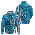 Adelaide Strikers Hoodie Aboriginal Dot Art Cyan Blue - Tribal Wave Pattern