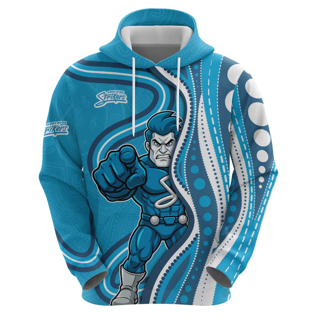 Adelaide Strikers Hoodie Aboriginal Dot Art Cyan Blue - Tribal Wave Pattern