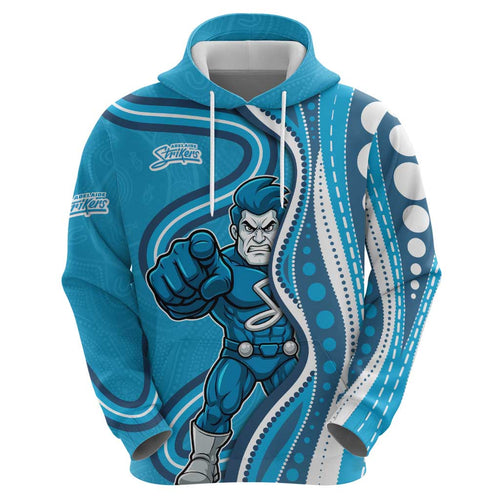 Adelaide Strikers Hoodie Aboriginal Dot Art Cyan Blue - Tribal Wave Pattern