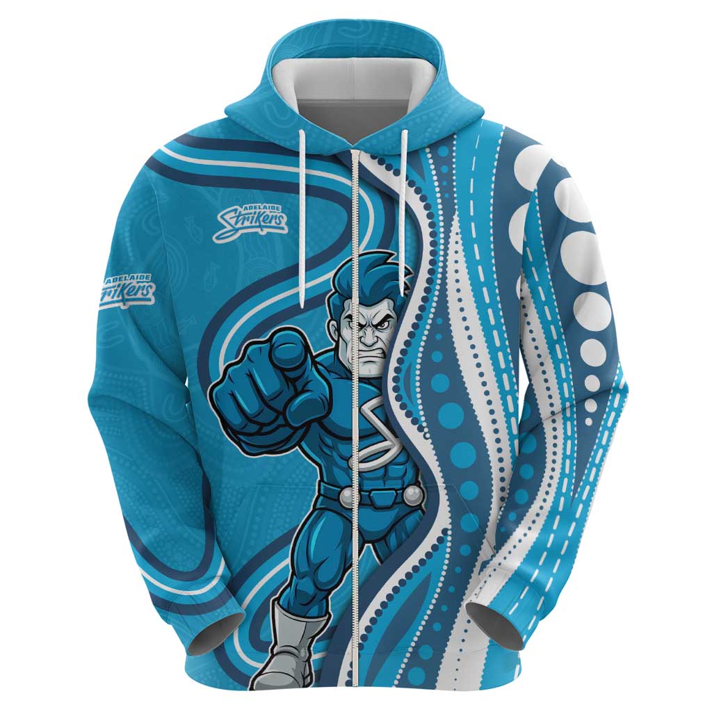 Adelaide Strikers Hoodie Aboriginal Dot Art Cyan Blue - Tribal Wave Pattern