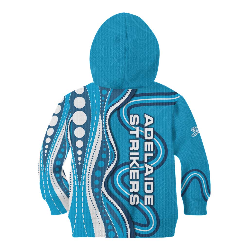 Adelaide Strikers Kid Hoodie Aboriginal Dot Art Cyan Blue - Tribal Wave Pattern