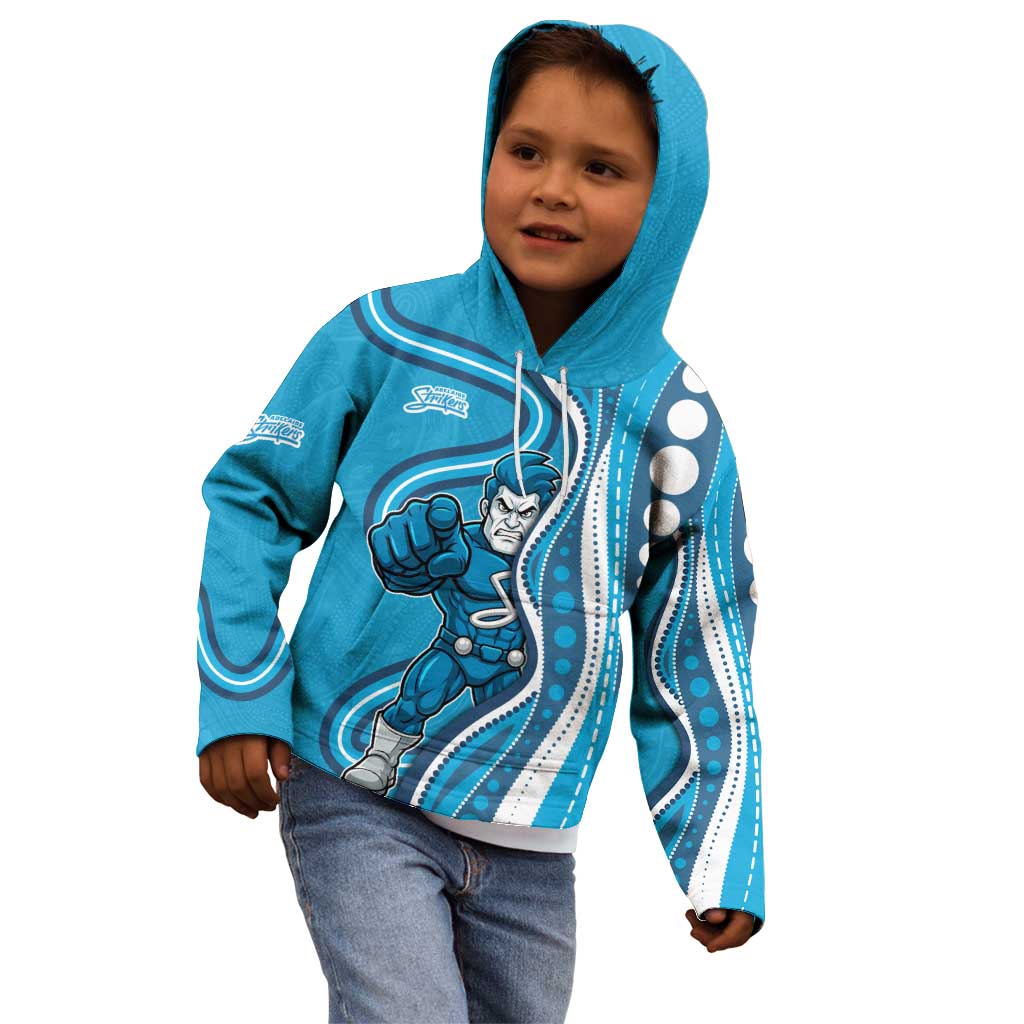 Adelaide Strikers Kid Hoodie Aboriginal Dot Art Cyan Blue - Tribal Wave Pattern
