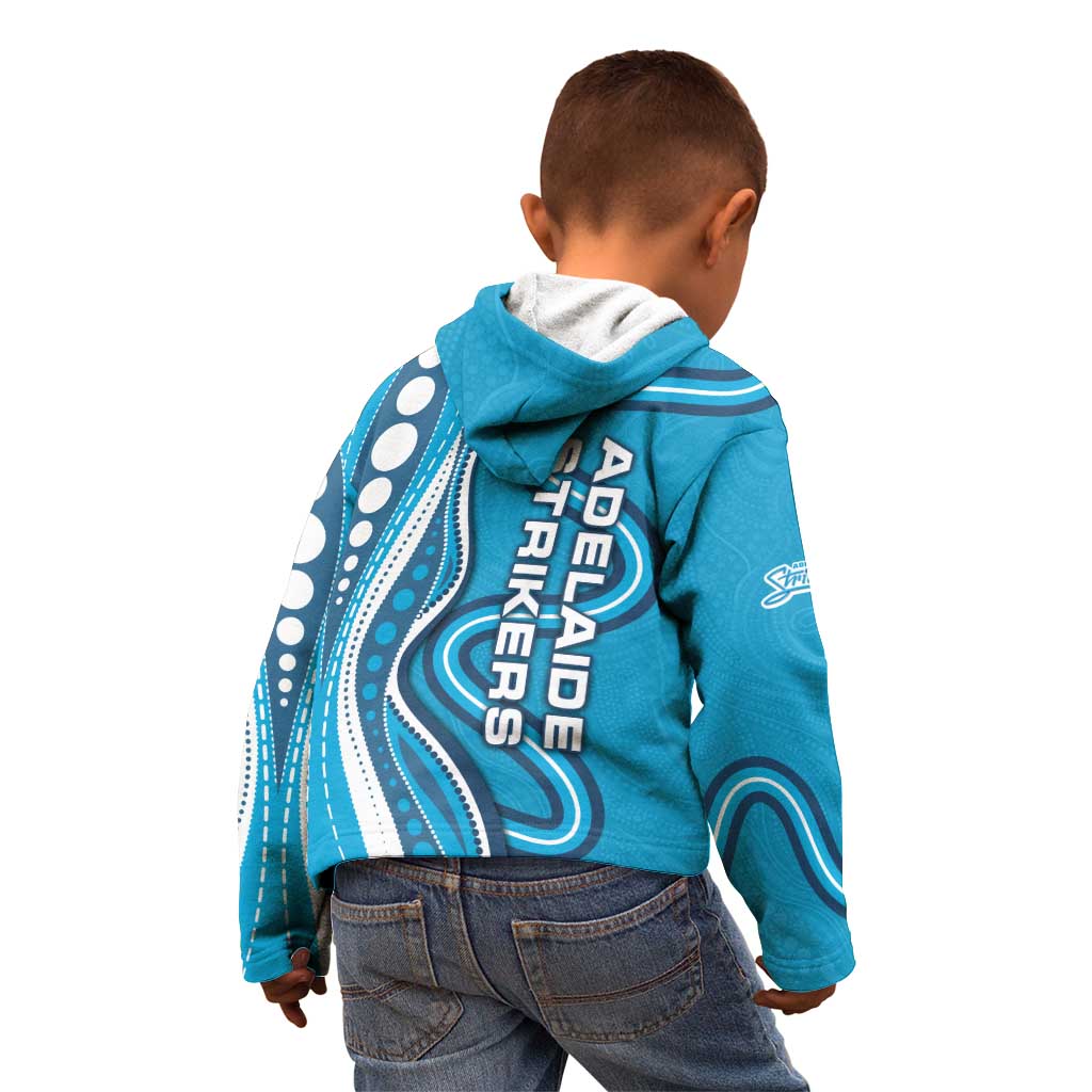 Adelaide Strikers Kid Hoodie Aboriginal Dot Art Cyan Blue - Tribal Wave Pattern