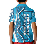 Adelaide Strikers Kid Polo Shirt Aboriginal Dot Art Cyan Blue - Tribal Wave Pattern