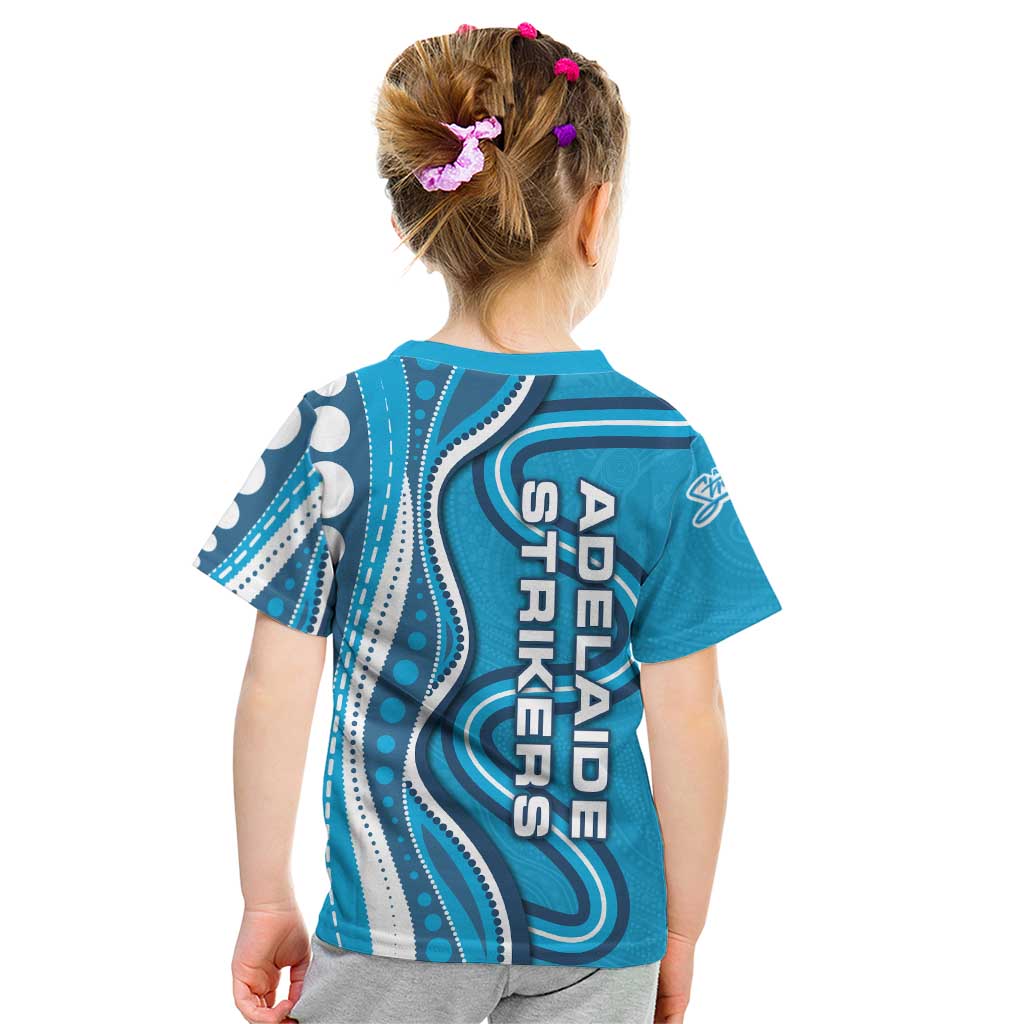 Adelaide Strikers Kid T Shirt Aboriginal Dot Art Cyan Blue - Tribal Wave Pattern