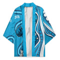 Adelaide Strikers Kimono Aboriginal Dot Art Cyan Blue - Tribal Wave Pattern