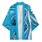 Adelaide Strikers Kimono Aboriginal Dot Art Cyan Blue - Tribal Wave Pattern