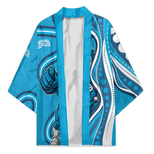Adelaide Strikers Kimono Aboriginal Dot Art Cyan Blue - Tribal Wave Pattern