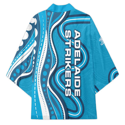 Adelaide Strikers Kimono Aboriginal Dot Art Cyan Blue - Tribal Wave Pattern