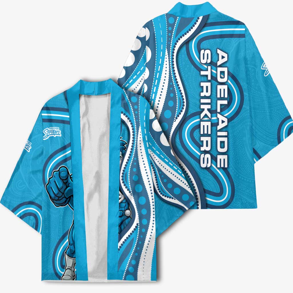 Adelaide Strikers Kimono Aboriginal Dot Art Cyan Blue - Tribal Wave Pattern