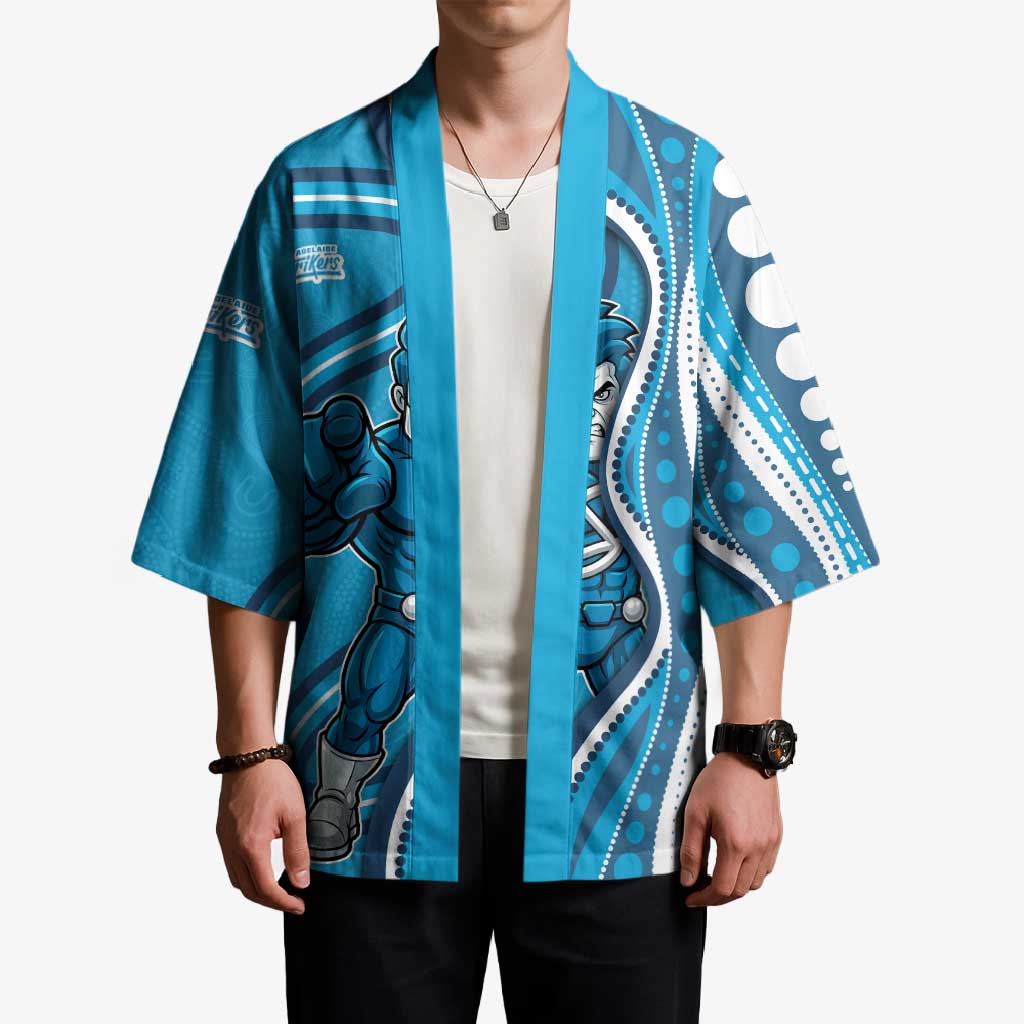 Adelaide Strikers Kimono Aboriginal Dot Art Cyan Blue - Tribal Wave Pattern