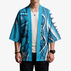 Adelaide Strikers Kimono Aboriginal Dot Art Cyan Blue - Tribal Wave Pattern