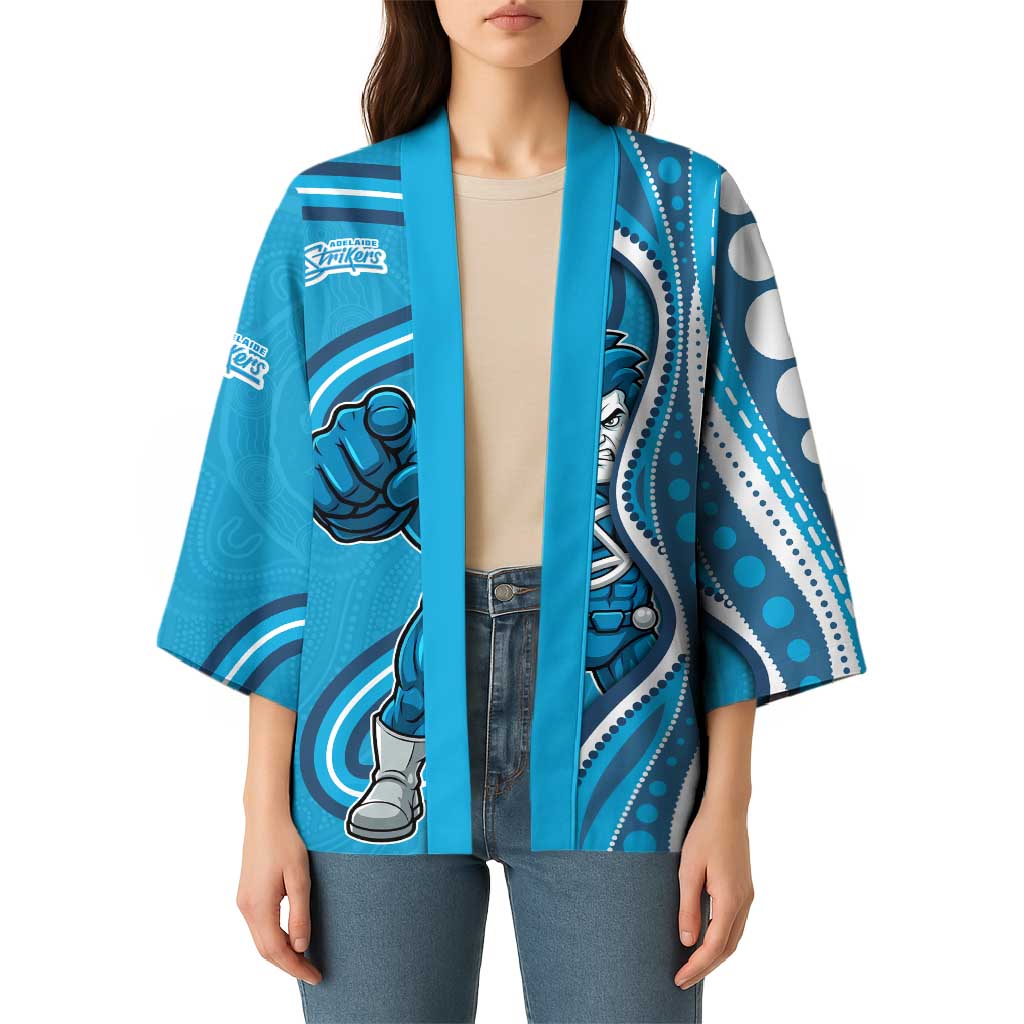 Adelaide Strikers Kimono Aboriginal Dot Art Cyan Blue - Tribal Wave Pattern